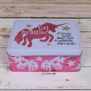 the bright side girl treasures tin unicorn