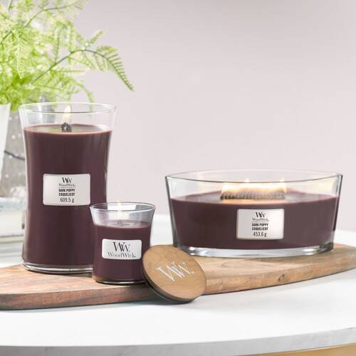 WoodWick HearthWick Dark Poppy Ellipse Candle, 453g