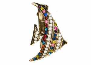 Rosie Fox Rainbow Crystal Fish Brooch and Hair Clip