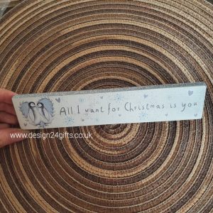 Penguins 'All I Want For Christmas Is You' Winter Glitter Standing Block Plaque - Langs