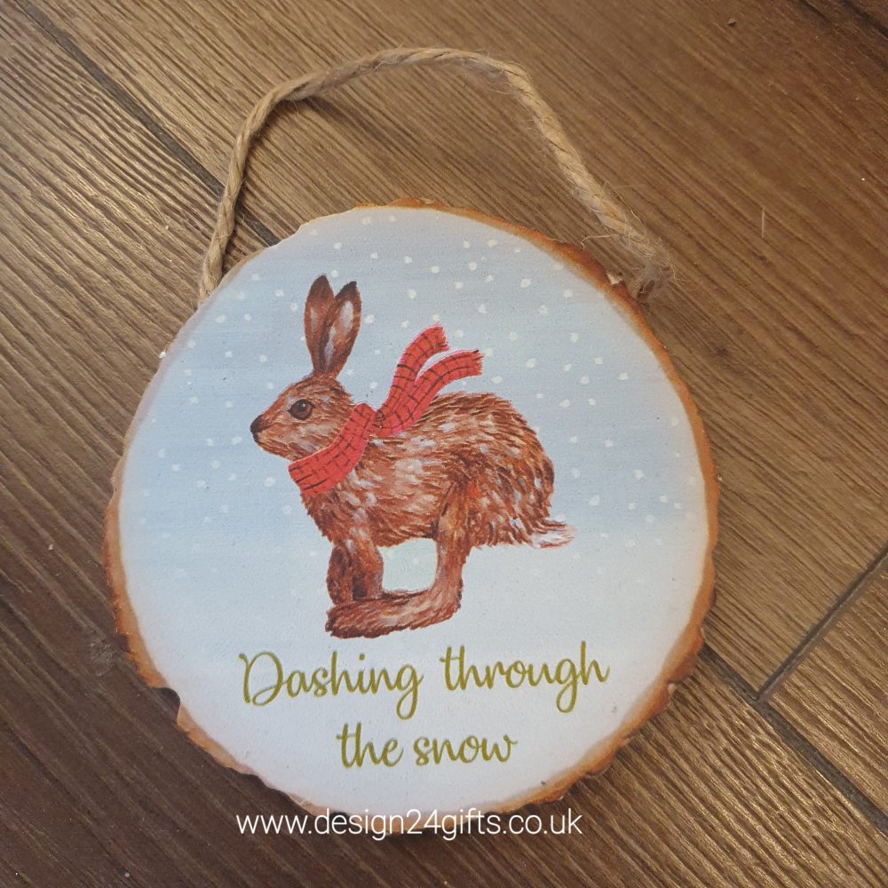 Woodland Hare Hanging Plaque 'Dashing Through The Snow' - Langs