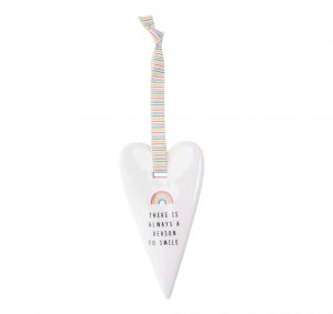 'There Is Always a Reason To Smile' Chasing Rainbows Ceramic Heart Hanger