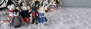Felted Wool Mouse with Blue Dress Hanging Decoration, 14 cm - Gisela Graham