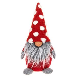 Jolly Red & Grey Fat Gonk with Spotted Hat - 33 x 14 cm