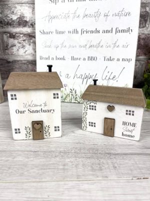 Welcome To Our Sanctuary Wooden House Block Ornament - Langs