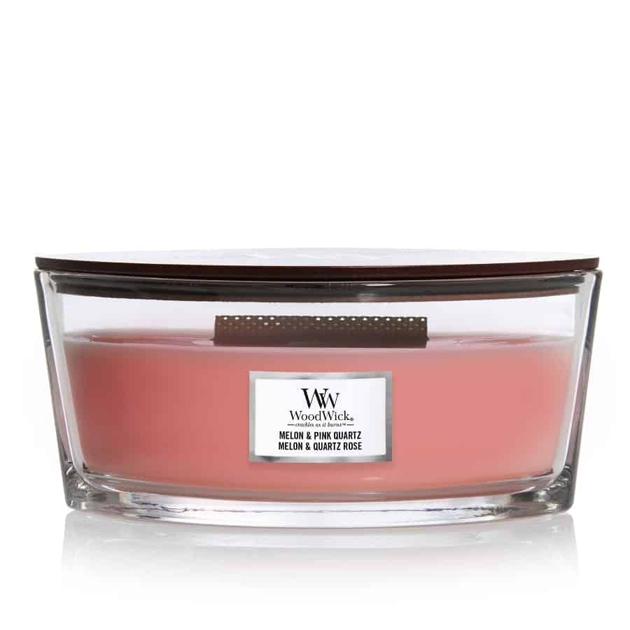 WoodWick HearthWick Melon and Pink Quartz Ellipse Candle, 453g