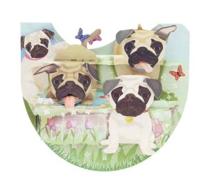 Santoro Pugs PopnRock 3D Pop-Up Card - Greetings and Birthday Card