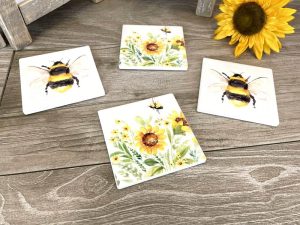 Bee and Flower Set of 4 Ceramic Coasters - Langs