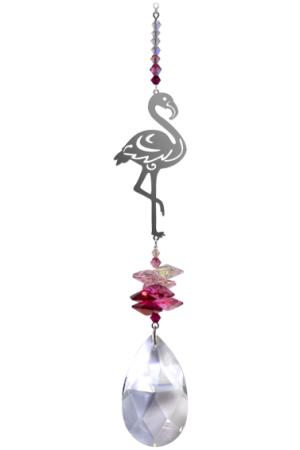 Large Crystal Fantasy Flamingo Deep Rose Hanging Swarovski Suncatcher