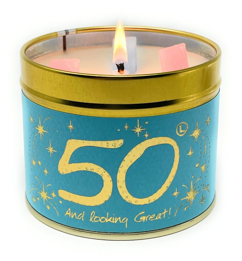 Lily-Flame Happy Birthday 50th Scented Candle Tin