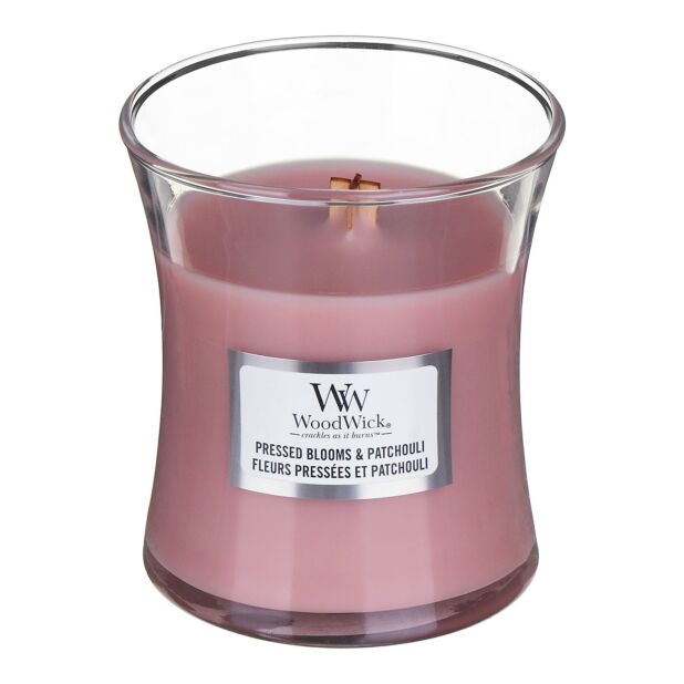 WoodWick Pressed Blooms and Patchouli Mini Hourglass Candle, 85g