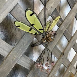 Metal and Glass Dragonfly Suncatcher Hanging Garden Ornament - Langs
