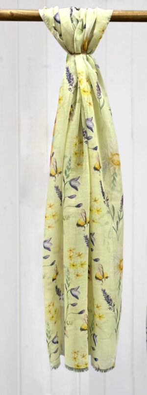 Yellow Floral Lavender Bee Scarf - Langs
