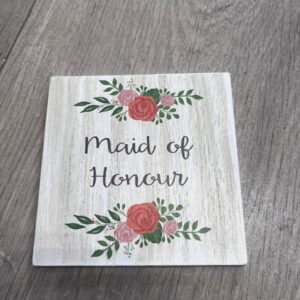 maid of honour floral wedding coaster langs