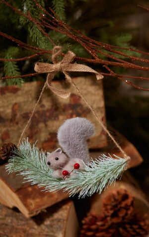Woodland Grey Squirrel Christmas Decoration - Langs