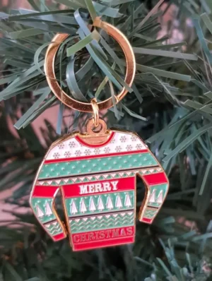 Merry Christmas Jumper Festive Metal Keyring - CGB Giftware