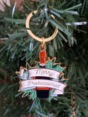 'Merry Proseccomas' Prosecco Christmas Metal Keyring - CGB Giftware