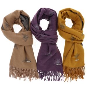 Equilibrium Cosy Two Tone Mustard Yellow and Grey Bee Scarf - Autumn Winter