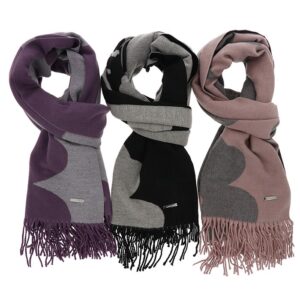 Equilibrium Cosy Two Tone Purple Grey Modern Flowers Scarf