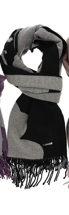 Equilibrium Cosy Two Tone Black Grey Modern Flowers Scarf