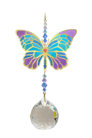 Crystal Wonders Butterfly Iris Hanging Swarovski Crystal Suncatcher