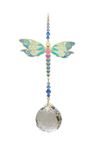 Crystal Wonders Dragonfly Jade Hanging Swarovski Crystal Suncatcher