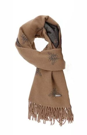 Equilibrium Cosy Two Tone Fawn and Grey Bee Scarf - Autumn Winter