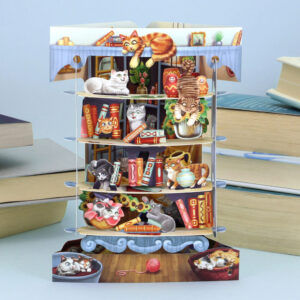 Santoro Cats in the Library 3D Pop-Up Swing Card - Greetings and Birthday Card