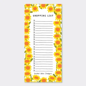 Yellow Sunflowers Shopping List Pad - Rachel Ellen Designs